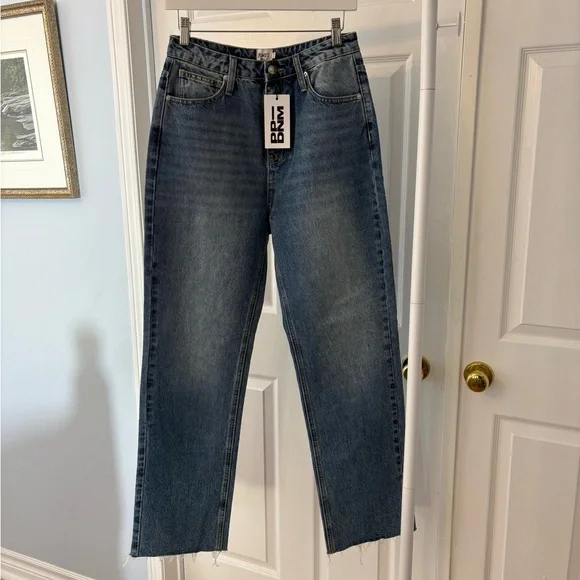 Princess Polly Blue Highrise Straight Leg Jeans Size 6 Cotton - Picture 3 of 11